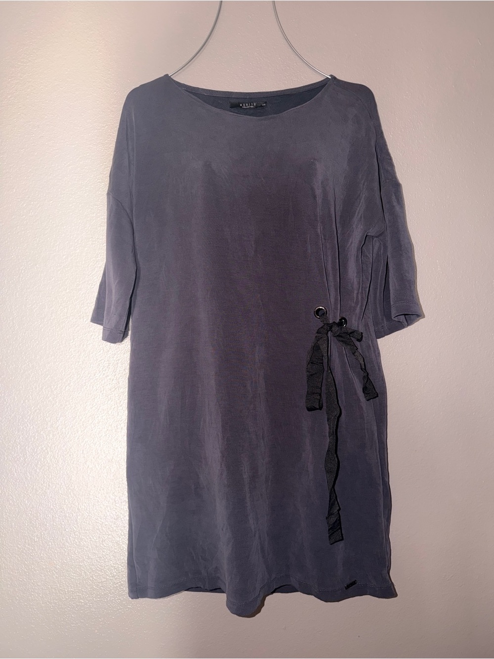 Mohito Collection Charcoal Short-Sleeve Mini Dress with Side Tie